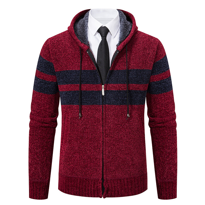 Herren-Strickjacke mit verdecktem Reißverschluss und weichem Teddyfutter
