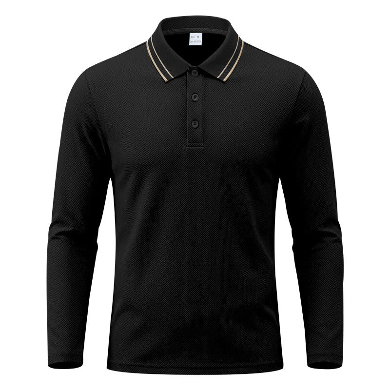 Herren Langarm Piqué Poloshirt Mit Kontrastkragen