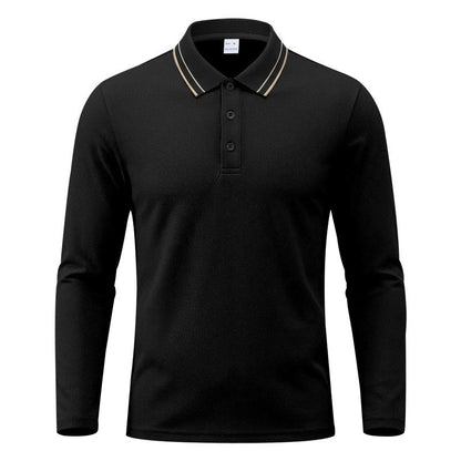 Herren Langarm Piqué Poloshirt Mit Kontrastkragen