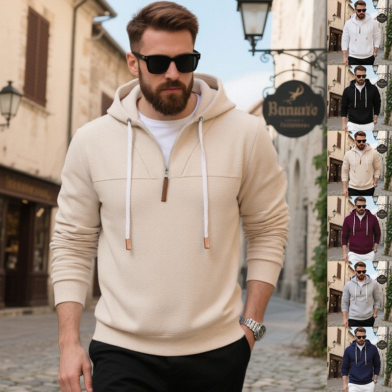 Herren Soft-Fleece Hoodie mit Kapuze und Halbzip