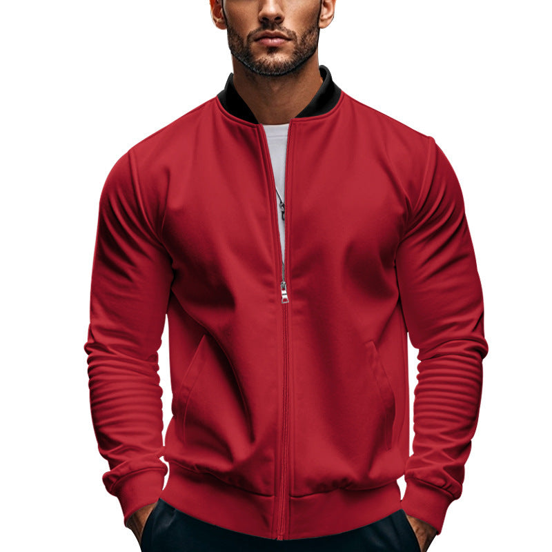 Herren Schmale Sweat Bomberjacke Mit Stehkragen