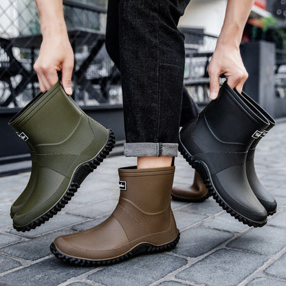 Detailansicht des elastischen Einstiegs der Herren-Stiefeletten