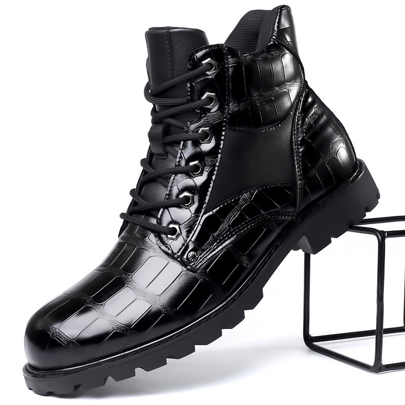 Herrenstiefel Mit Krokoprägung