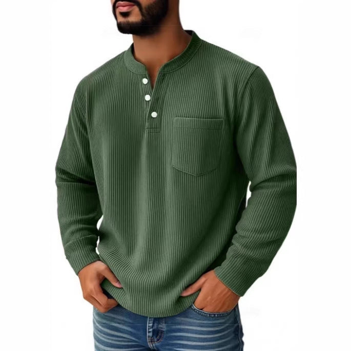 Henley-Shirt für Herren mit Knopfleiste und geripptem Komfortschnitt