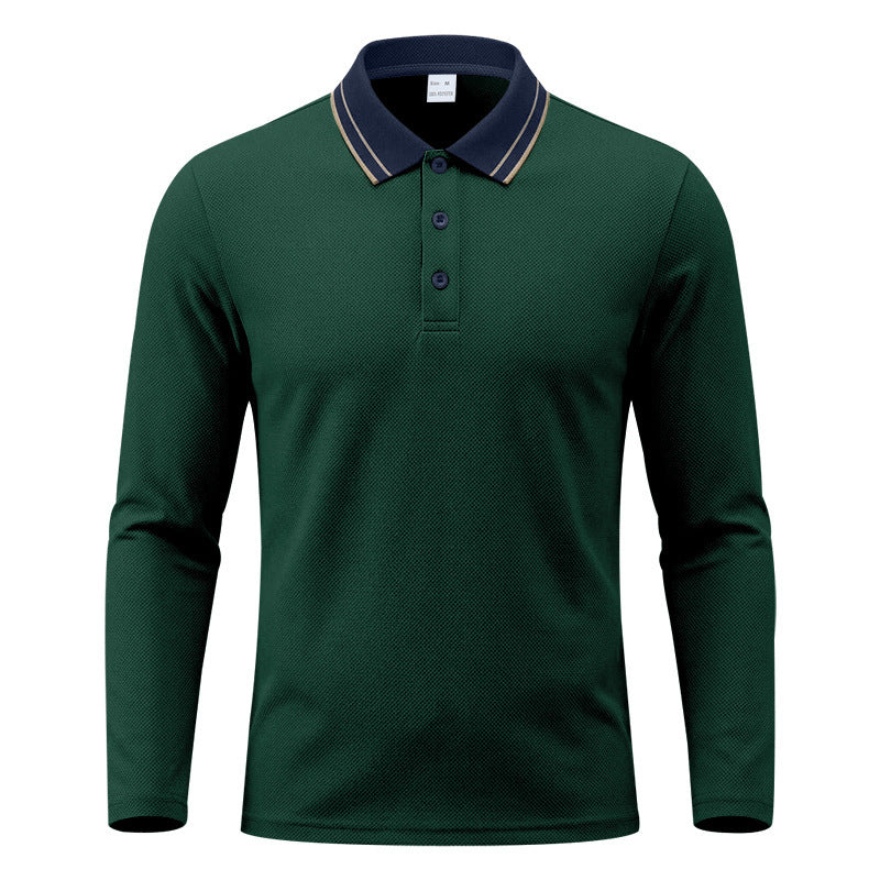 Herren Langarm Piqué Poloshirt Mit Kontrastkragen