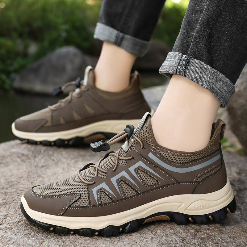 Seitenansicht des Herren-Trekking-Sneakers mit atmungsaktivem Mesh