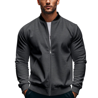 Herren Schmale Sweat Bomberjacke Mit Stehkragen