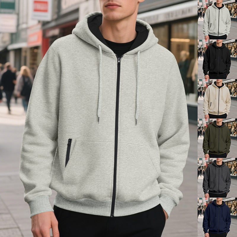Herren Oversized Zip-Hoodie von vorn mit durchgehendem Reißverschluss