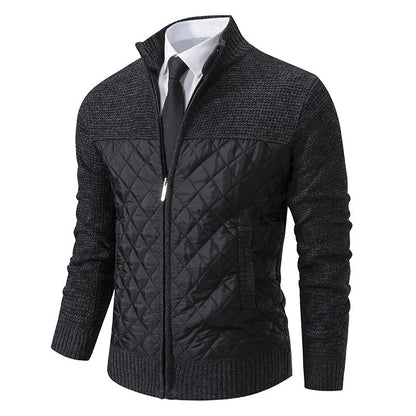 Herren Strickjacke Mit Stehkragen Und Diamantsteppung