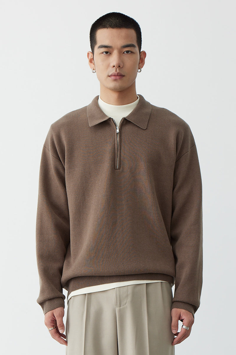Sweatshirt mit Polokragen in entspannter Passform