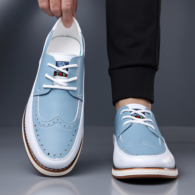 Ansicht der Fersenkappe von zweifarbigen Herren Brogue Lederschuhen