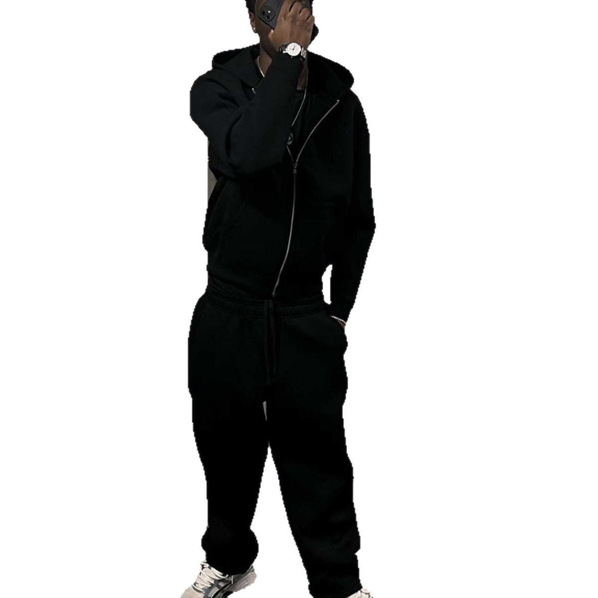 Hoodie mit Kapuze und langem Reissverschluss im Detail