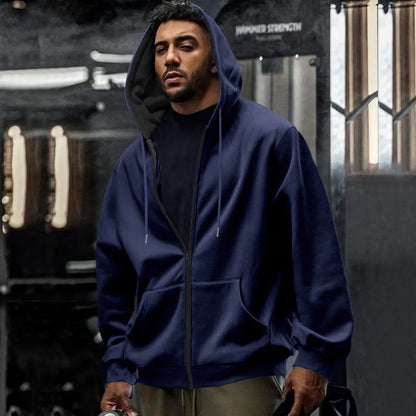 Herren Oversized Zip Hoodie Mit Durchgehendem Reißverschluss