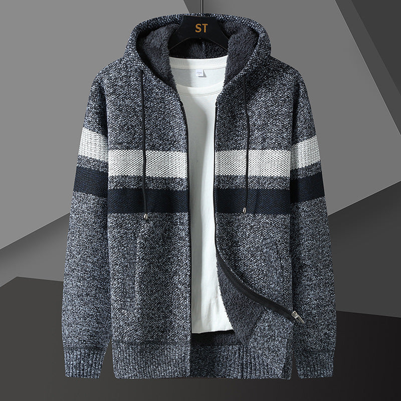 Rückansicht der gefütterten Strickjacke für Herren