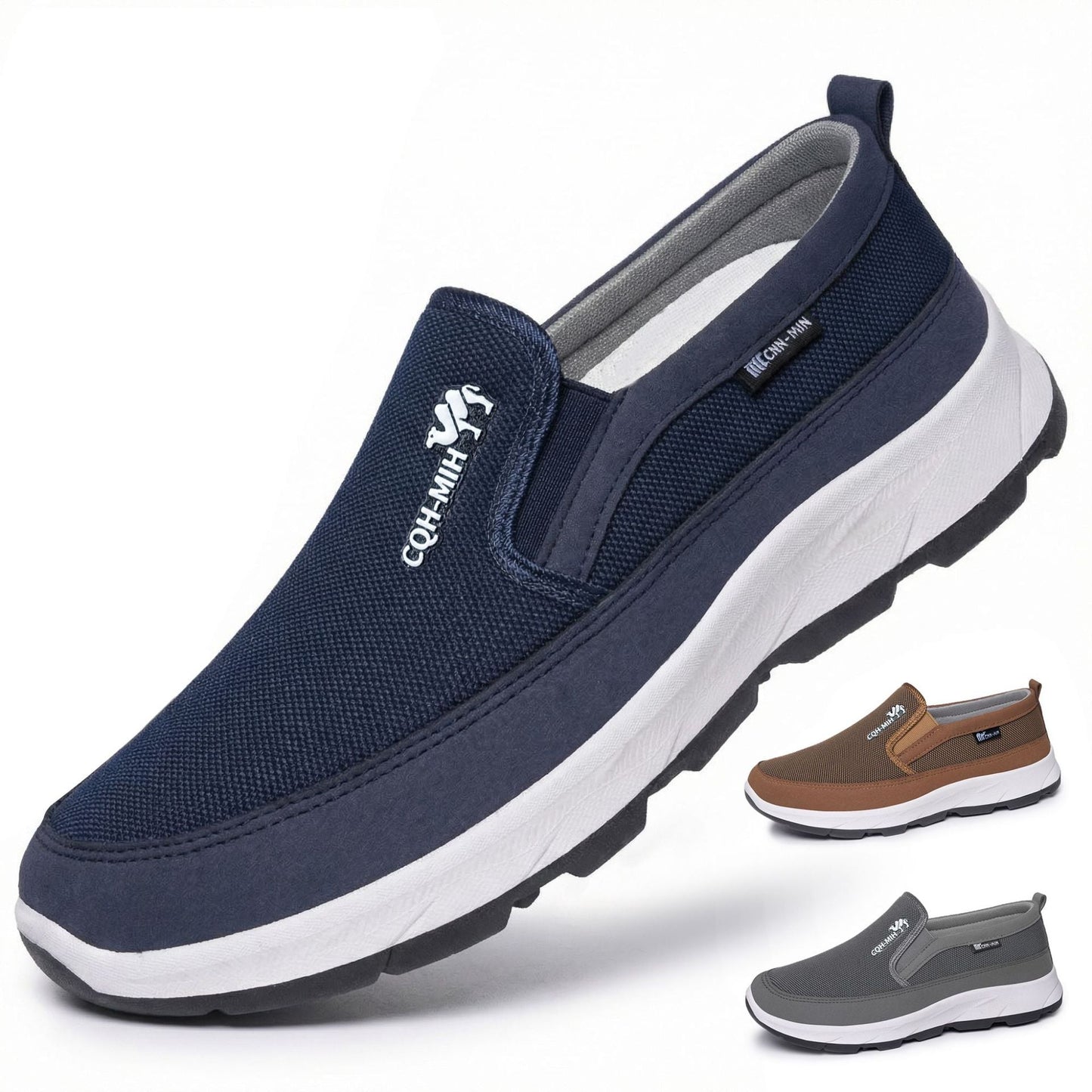 Paar Herren-Slip-On-Sneaker mit bequemem Einstieg und Plateauprofil