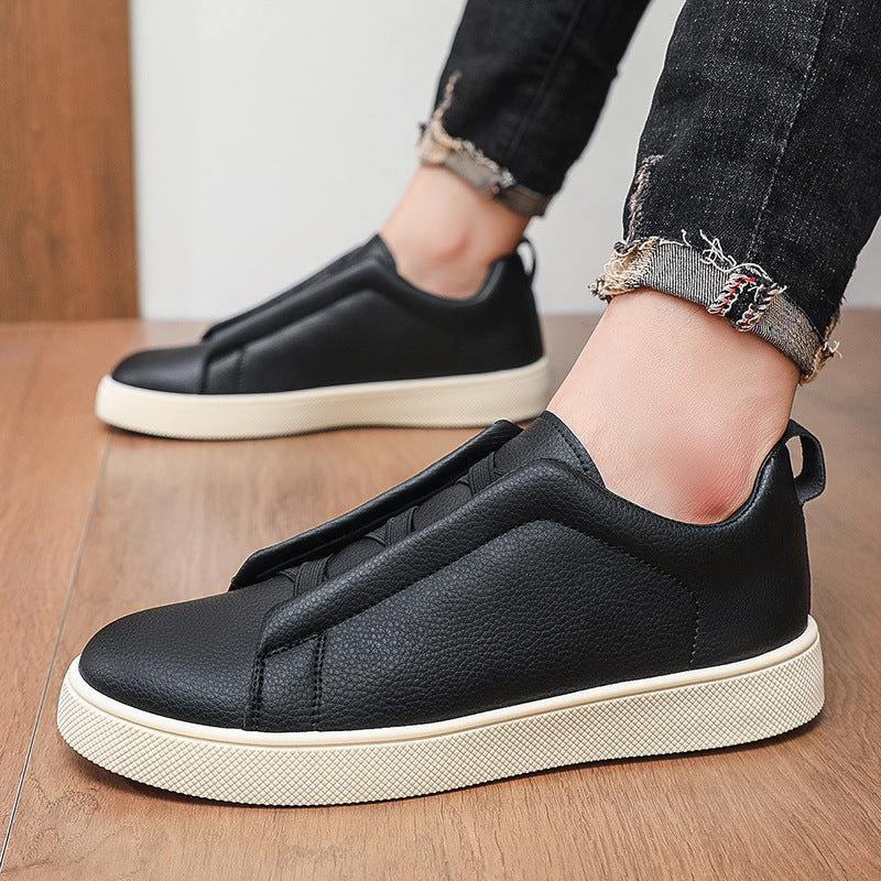 Paar Leder-Sneaker mit Stretchschnürung für den Alltag
