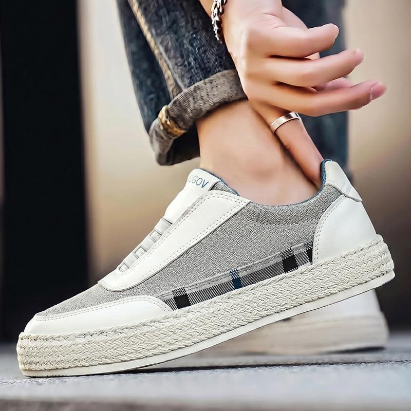 Espadrille-Sneaker aus Leinen mit strukturierter Sohle