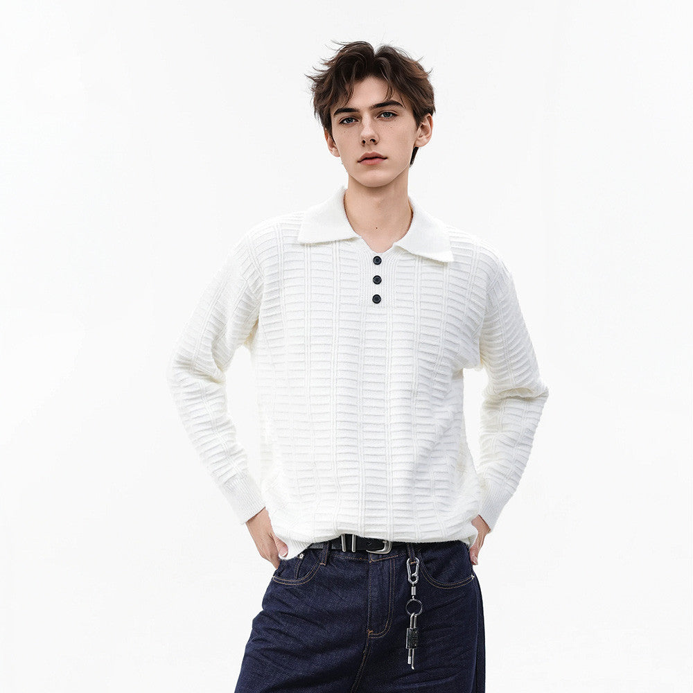 Herren-Strickpullover mit Polokragen in der Vorderansicht