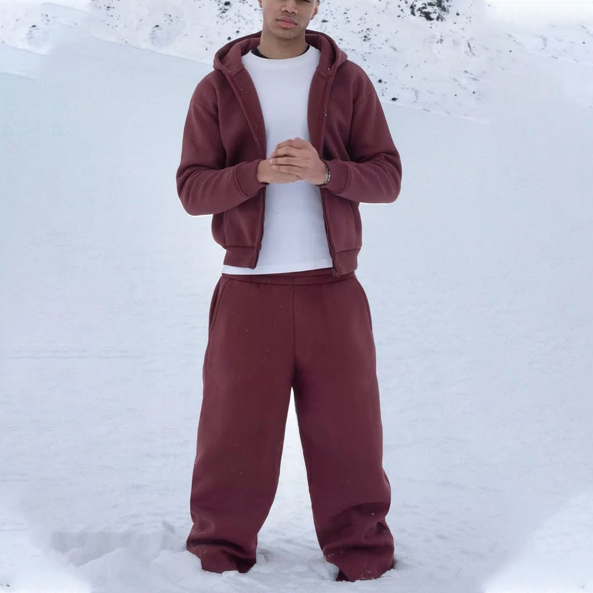 Herren Oversize Jogginganzug mit Zip-Hoodie und lockerer Jogginghose