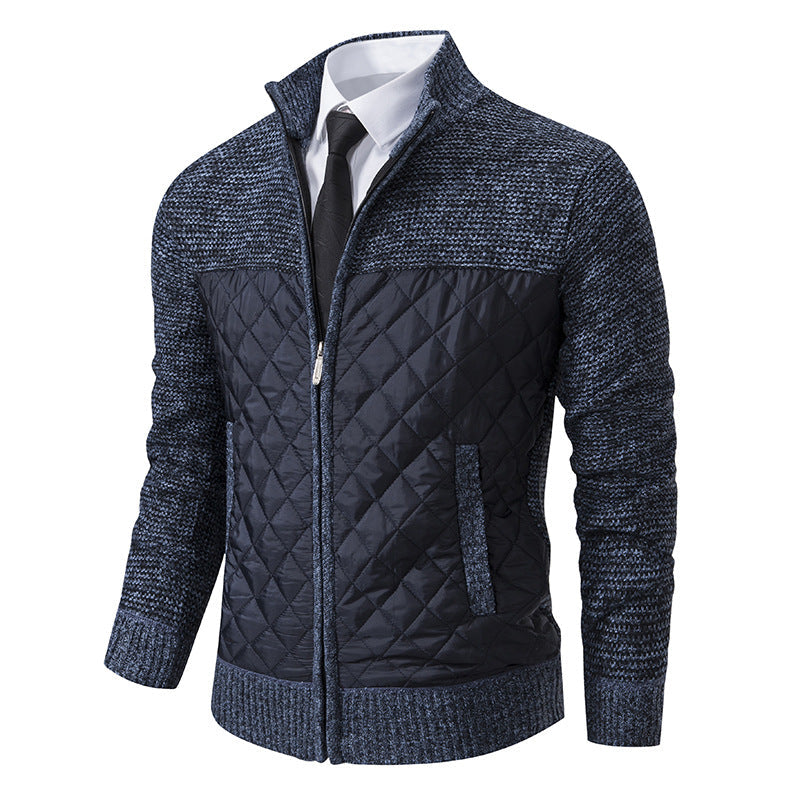 Herren Strickjacke Mit Stehkragen Und Diamantsteppung