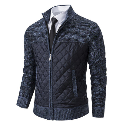 Herren Strickjacke Mit Stehkragen Und Diamantsteppung