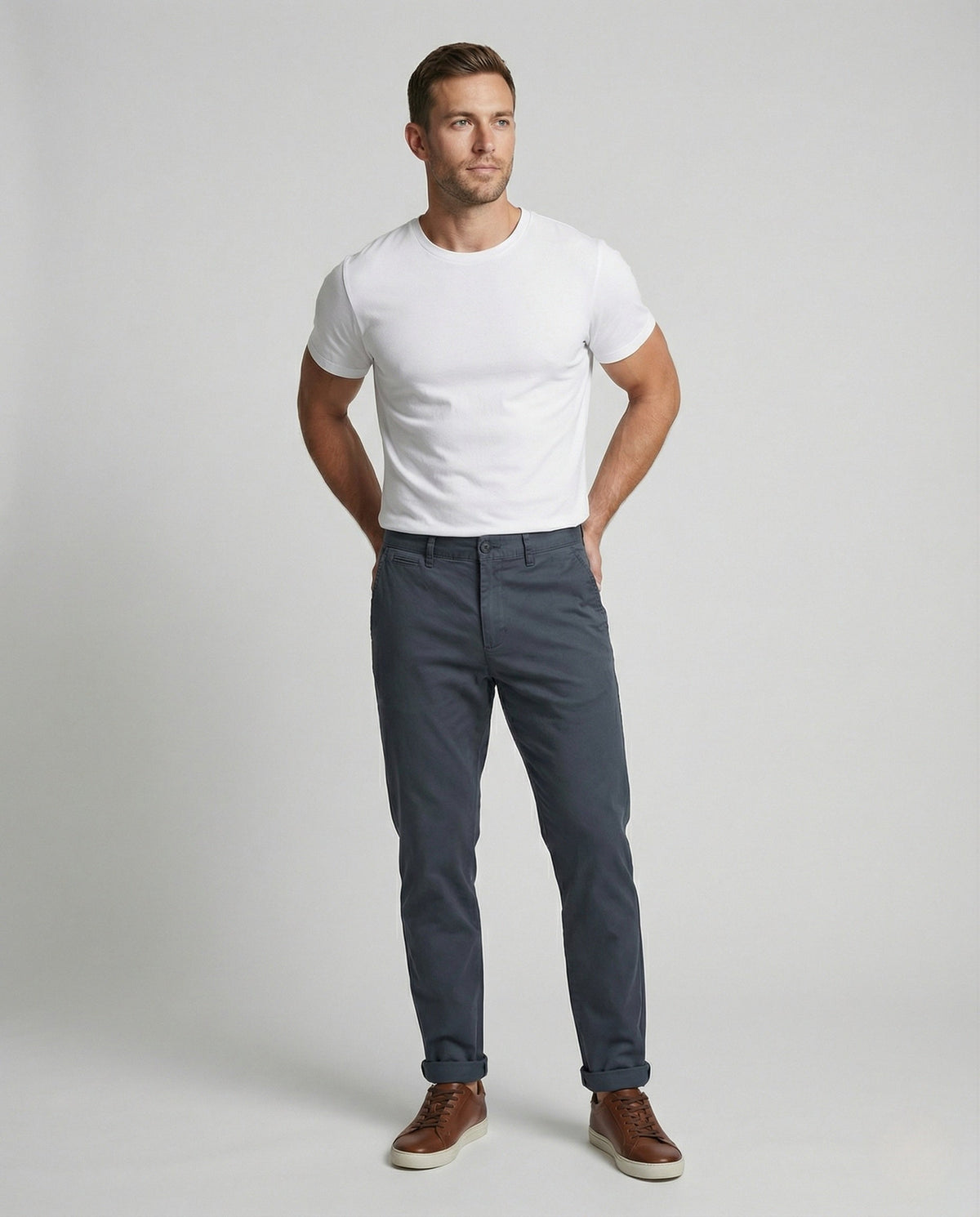 Herren Thermo-Chino mit Fleecefutter in der Rückansicht