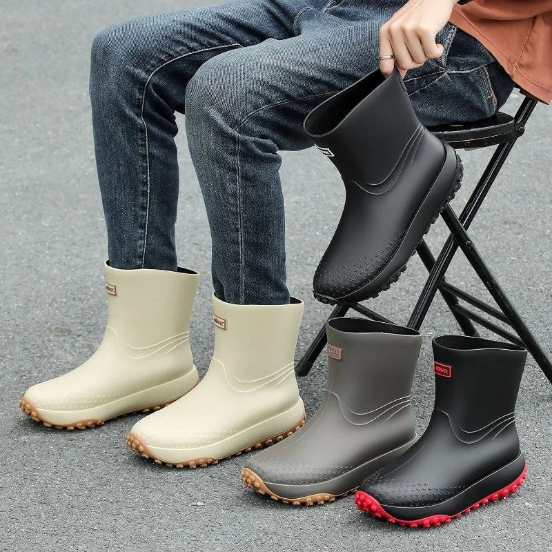 Herren-Regenstiefel als praktische Schuhe für Spaziergänge im Regen
