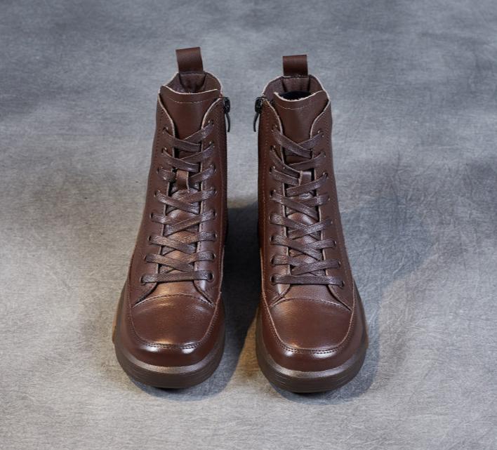 Modern lace-up boots with side zipper