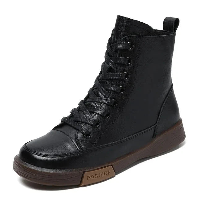 Modern lace-up boots with side zipper