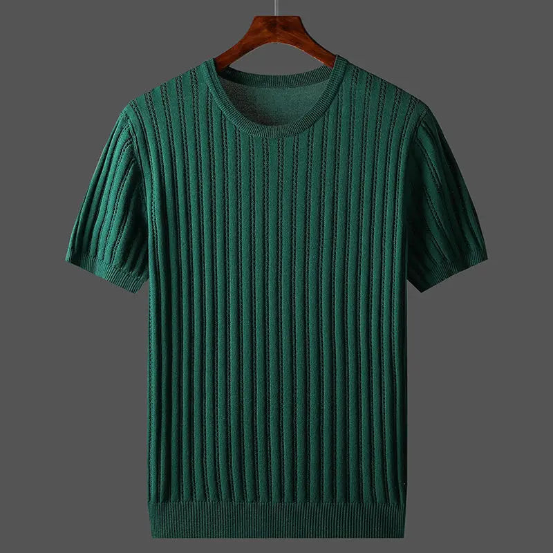Herren Strick T Shirt Mit Rippbündchen Regular Fit