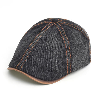Unisex Baskenmütze In Denim Optik Mit Kontrastnähten