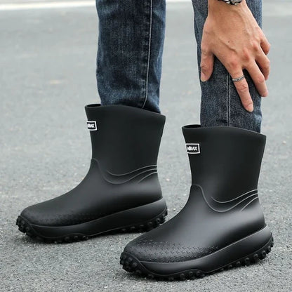 Men's Rain Boots With Slip-Resistant Treaded Sole