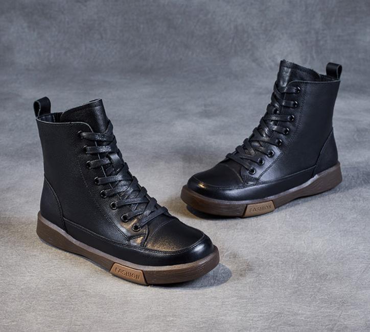 Modern lace-up boots with side zipper