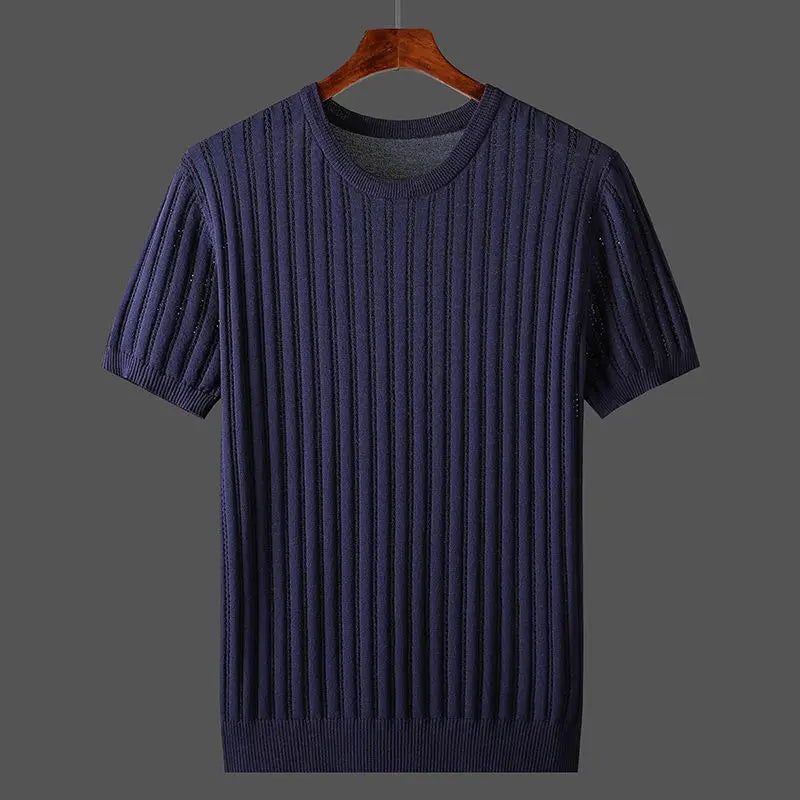 Herren Kaschmir Strick T-Shirt im minimalistischen Smart-Casual-Look