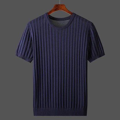 Herren Strick T Shirt Mit Rippbündchen Regular Fit