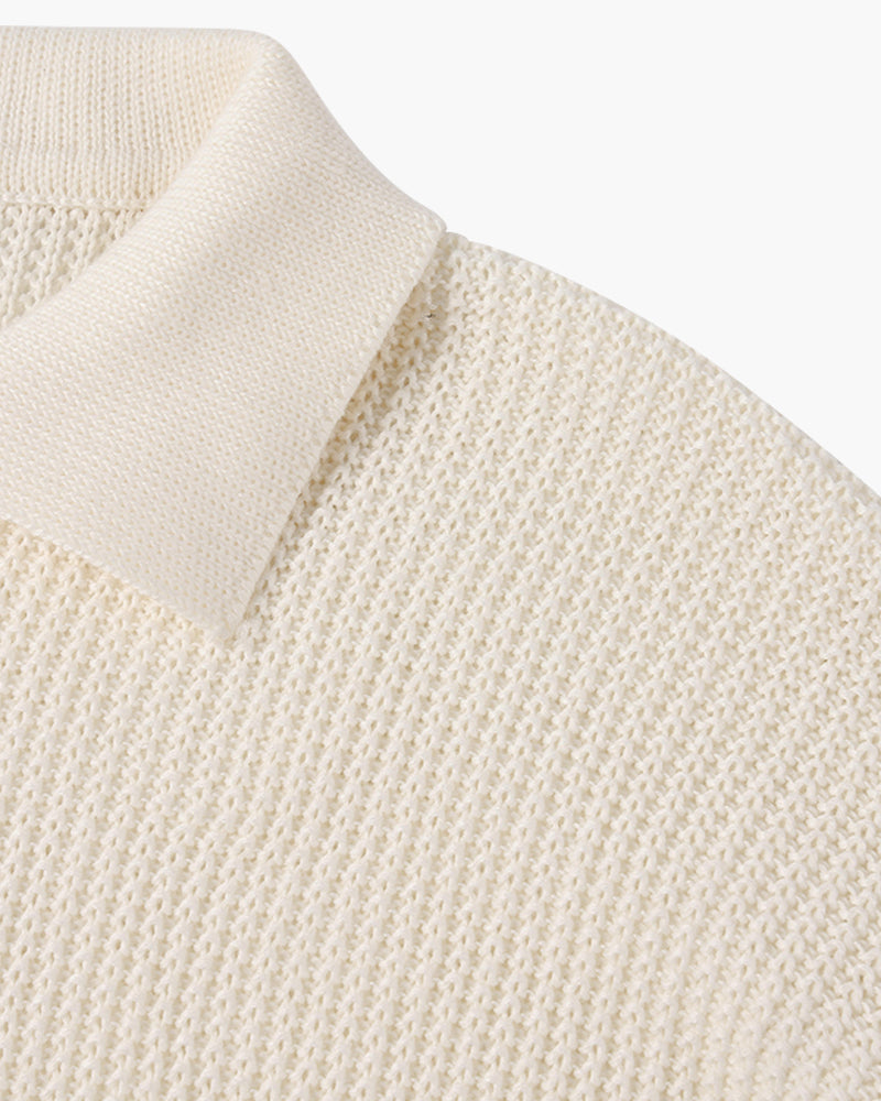 Herren Strickpullover mit Halbzip am Model in Rückansicht