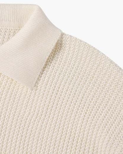 Herren Strickpullover mit Halbzip am Model in Rückansicht
