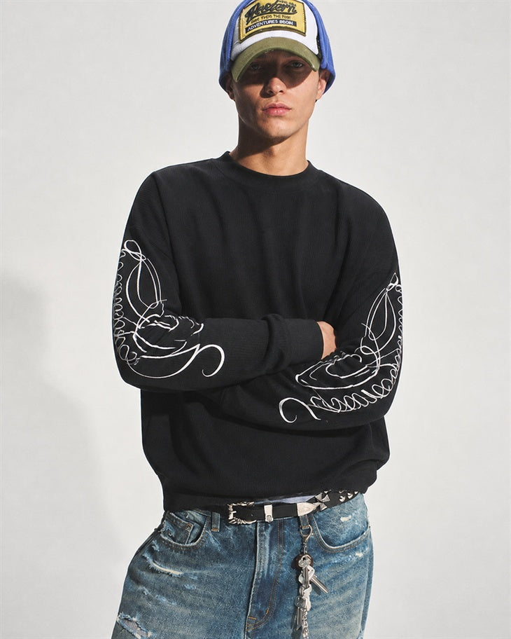 Sweatshirt mit Leopardenprint und dekorativer Stickerei an den Ärmeln