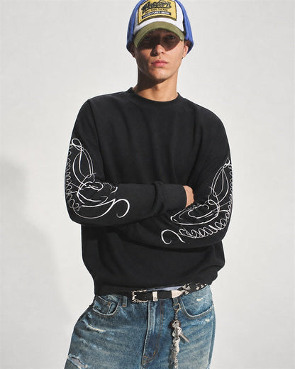 Sweatshirt mit Leopardenprint und dekorativer Stickerei an den Ärmeln