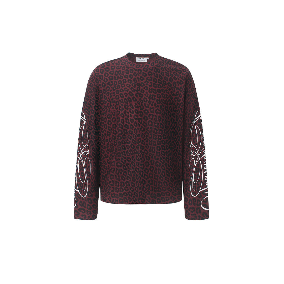Rückansicht des langärmligen Sweatshirts mit Leopardenmuster