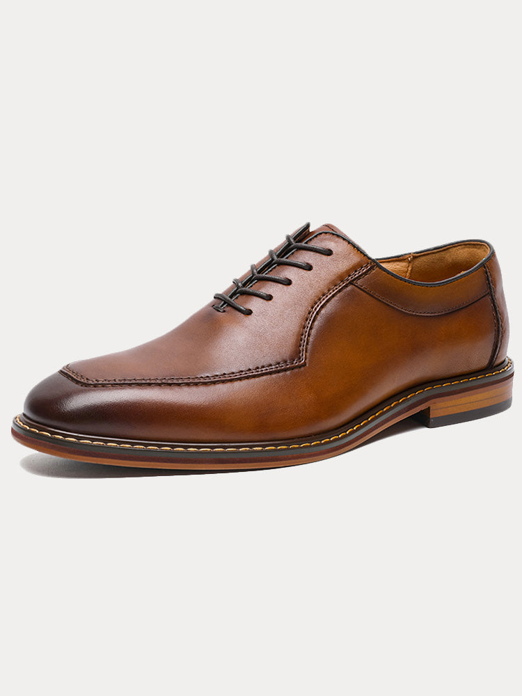 Herrenloafer aus Leder mit Schnürung in Vintage-Optik, Seitenansicht