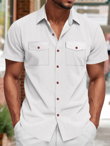 Tom Hollinger | Herren Kurzarmhemd Aus Rippstrick In Relaxed Fit