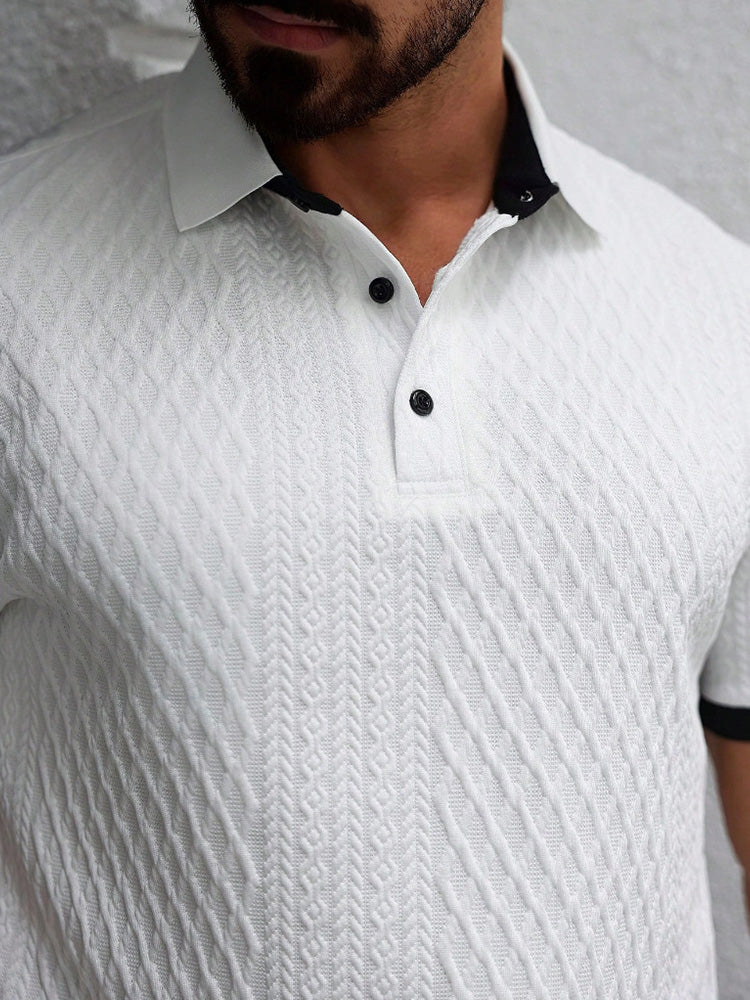 Herren Polohemd aus Jacquardstrick als stilvolle Gesamtansicht