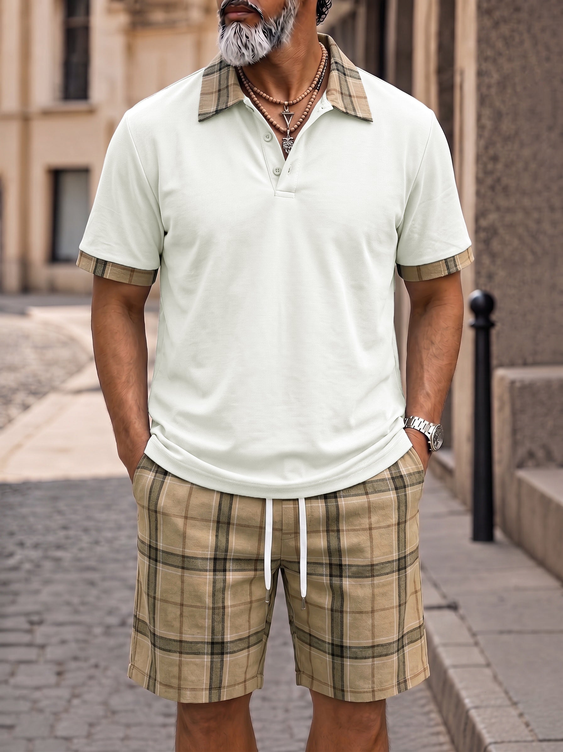 Herren Polo-Set mit passenden Shorts, Seitenansicht