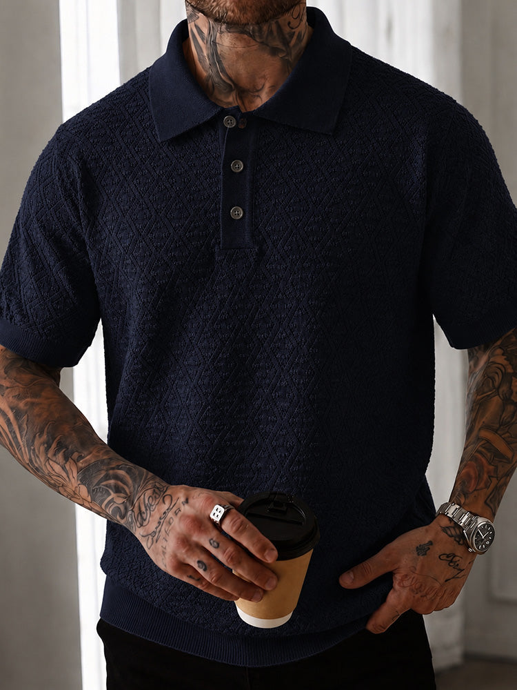 Herren Polohemd Mit Pointelle Strick Business Casual