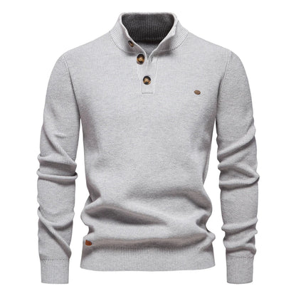 Herrenpullover mit gerippten Bündchen an Ärmeln und Saum