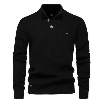 Men's Button-Placket Ribbed Knit Sweater