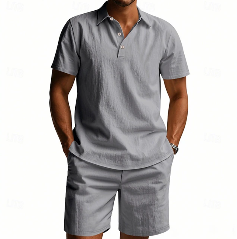 Herren Zweiteiler mit Polohemd und Shorts in leichter Ausführung