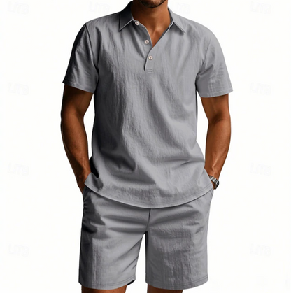 Herren Zweiteiler mit Polohemd und Shorts in leichter Ausführung
