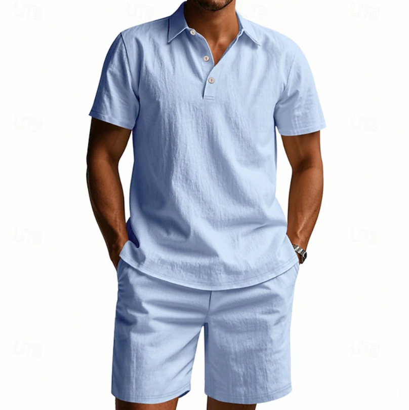 Herren Polo- und Shorts-Set atmungsaktiv in sommerlichem Freizeitstil
